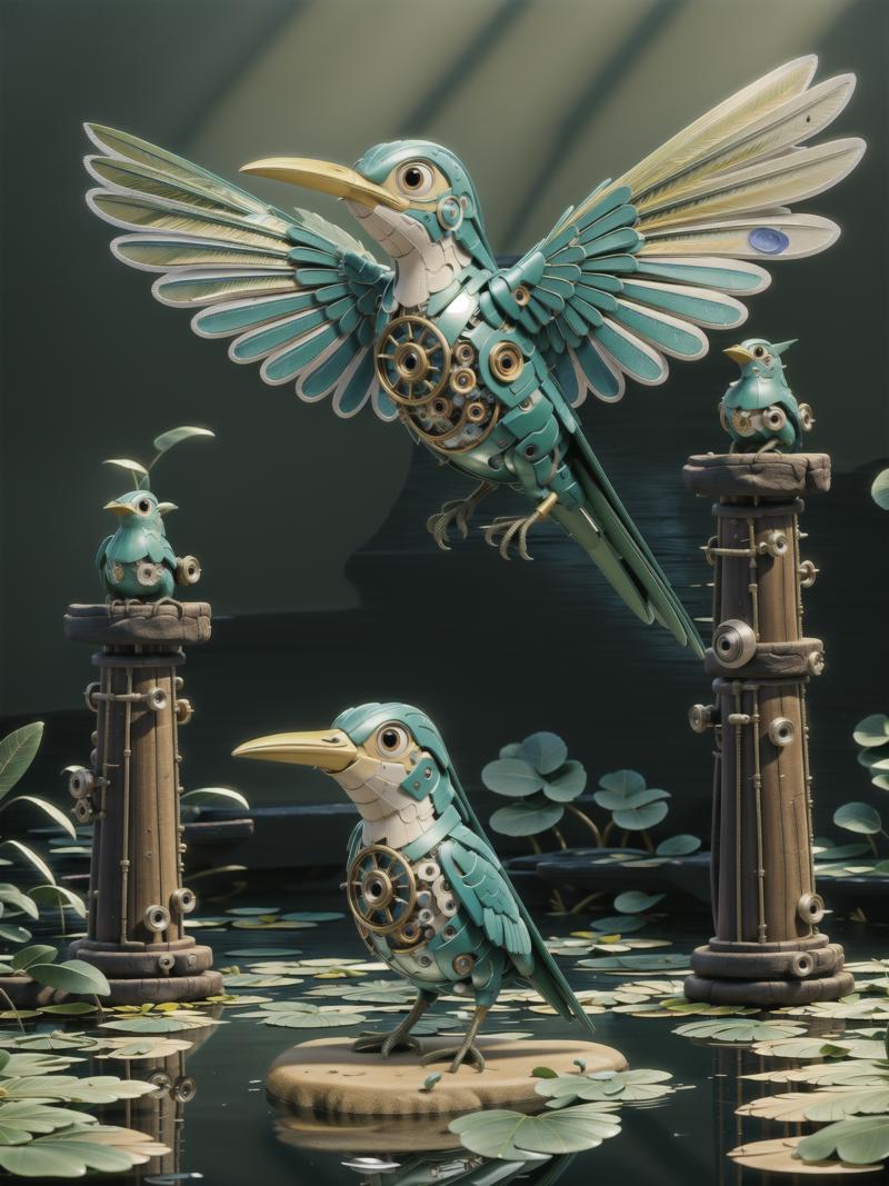 02382-2604858860-((masterpiece)), ((best quality)), 8k, high detailed, ultra-detailed, A mechanical bird, harmoniously integrated into the beauty.png